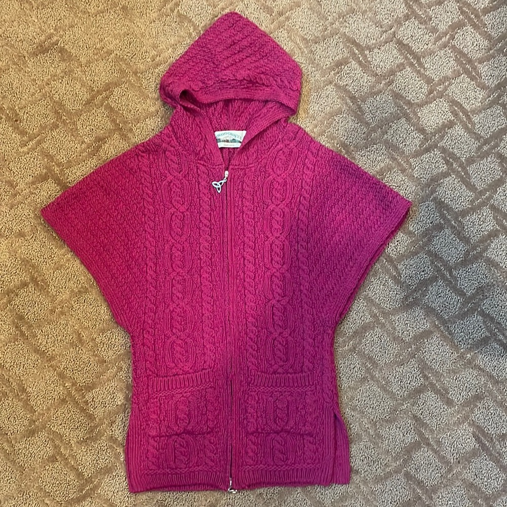 Kids Irish merino wool cape.  Magenta.  Fits ages 8-11